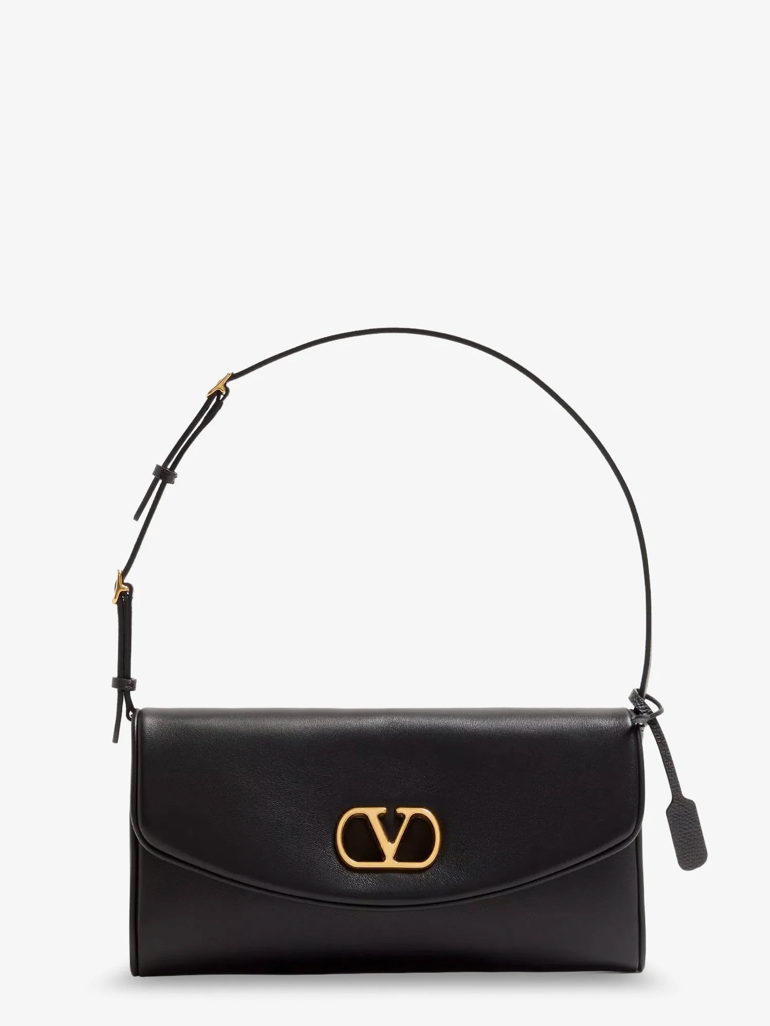 DeVain Leather Shoulder Bag with Metal VLogo Signature