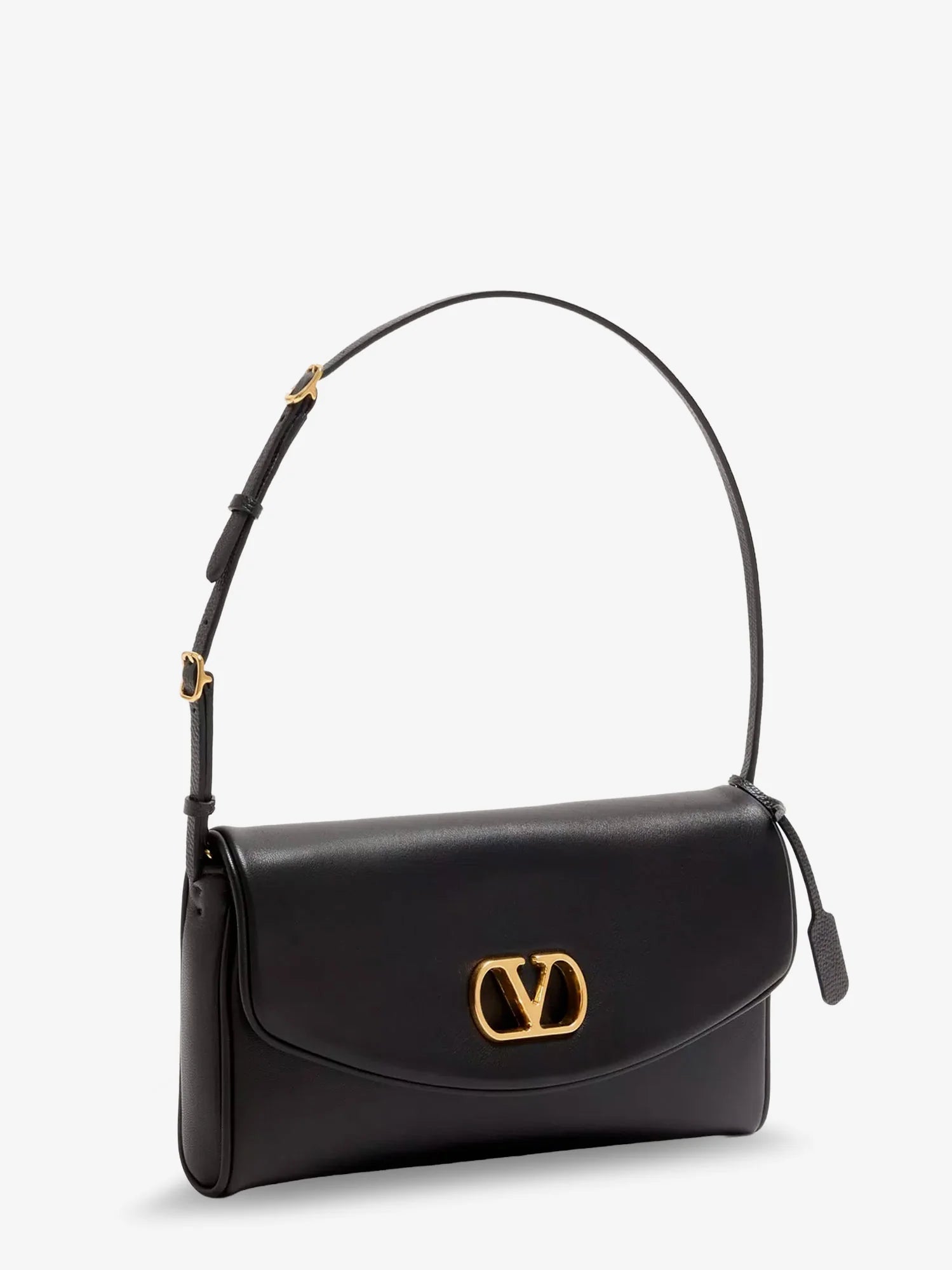 DeVain Leather Shoulder Bag with Metal VLogo Signature