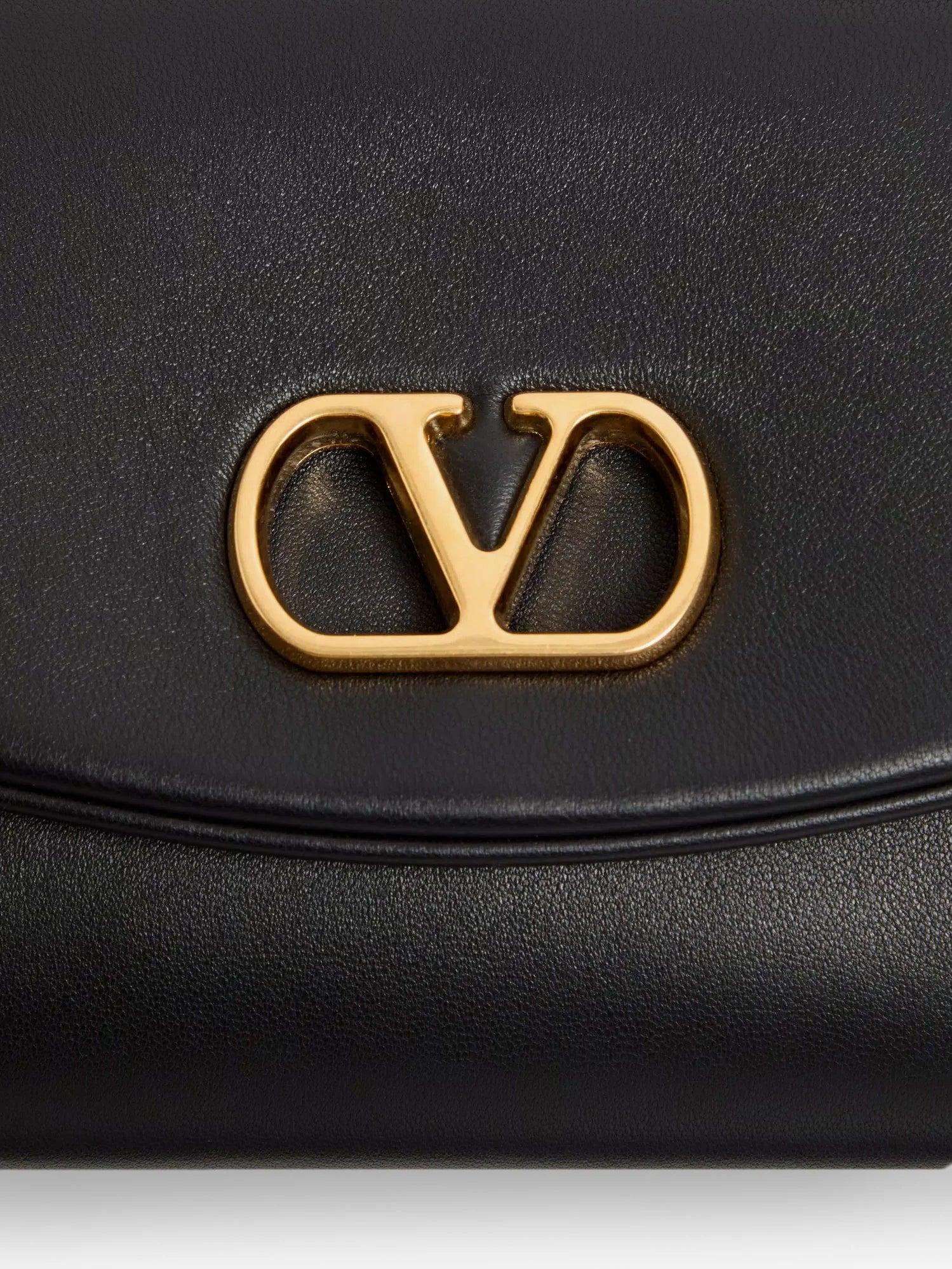 DeVain Leather Shoulder Bag with Metal VLogo Signature