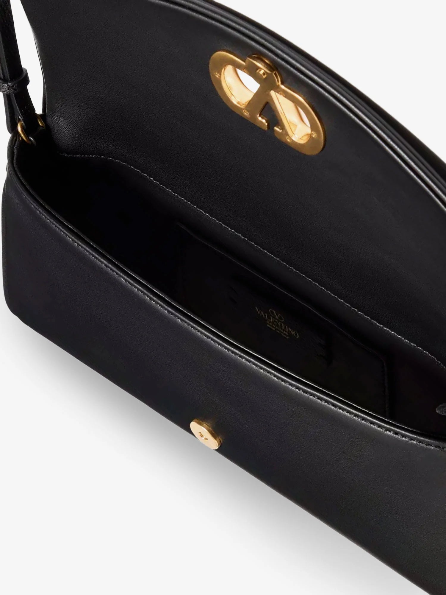 DeVain Leather Shoulder Bag with Metal VLogo Signature