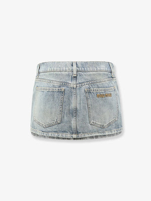 Blue denim skirt