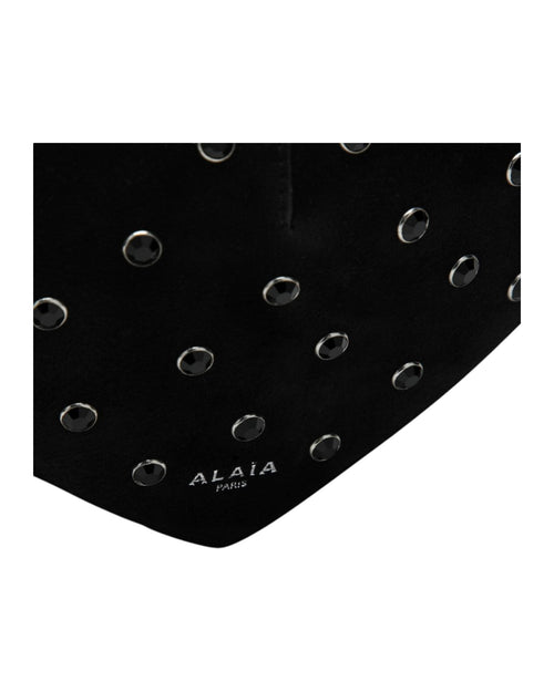 Alaia Le Coeur ブラック スエードバッグ（クリスタル付）