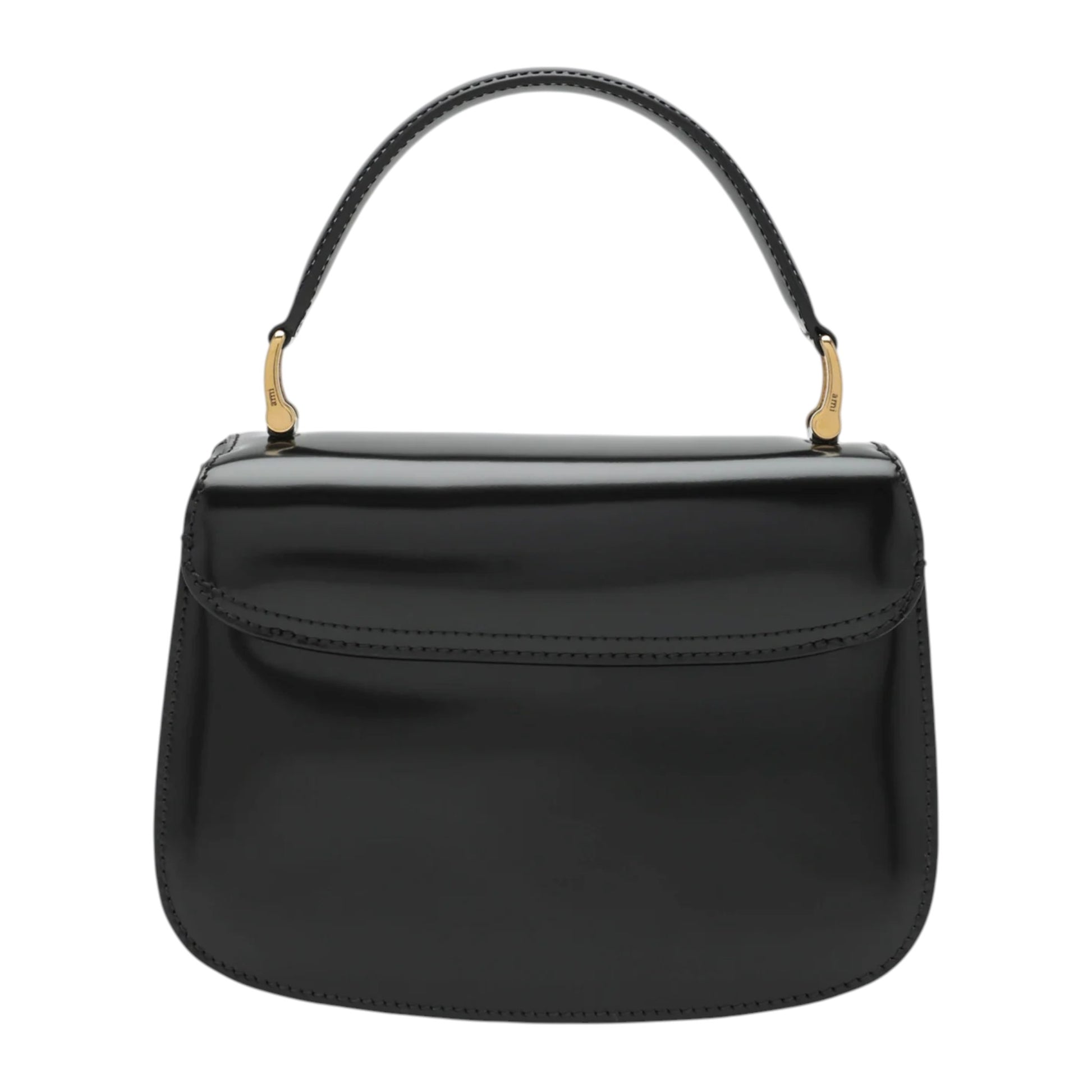 Ami Paris ブラック カウレザー Paris Paris トップハンドルバッグ