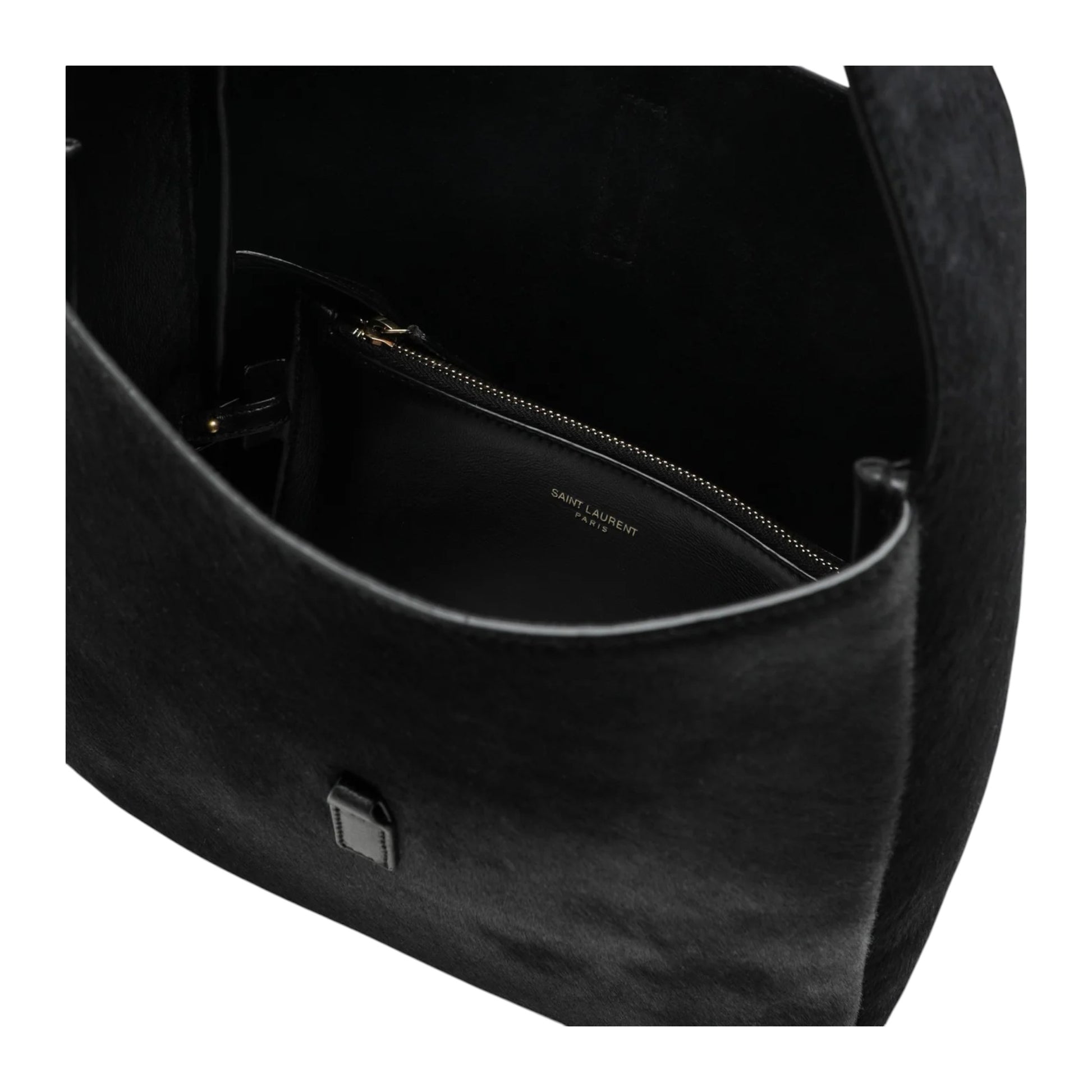 Saint Laurent  Black Le 5 À 7 shoulder bag in pony-effect leather