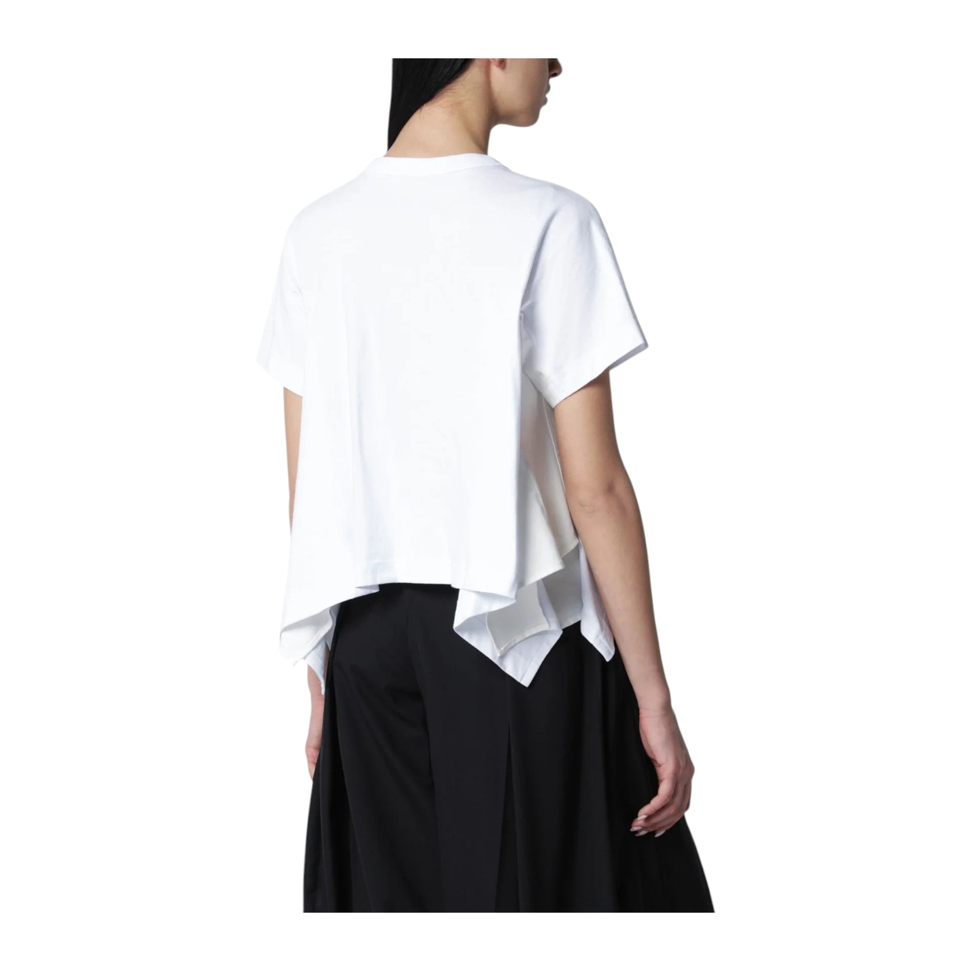 Sacai  White cropped cotton T-shirt