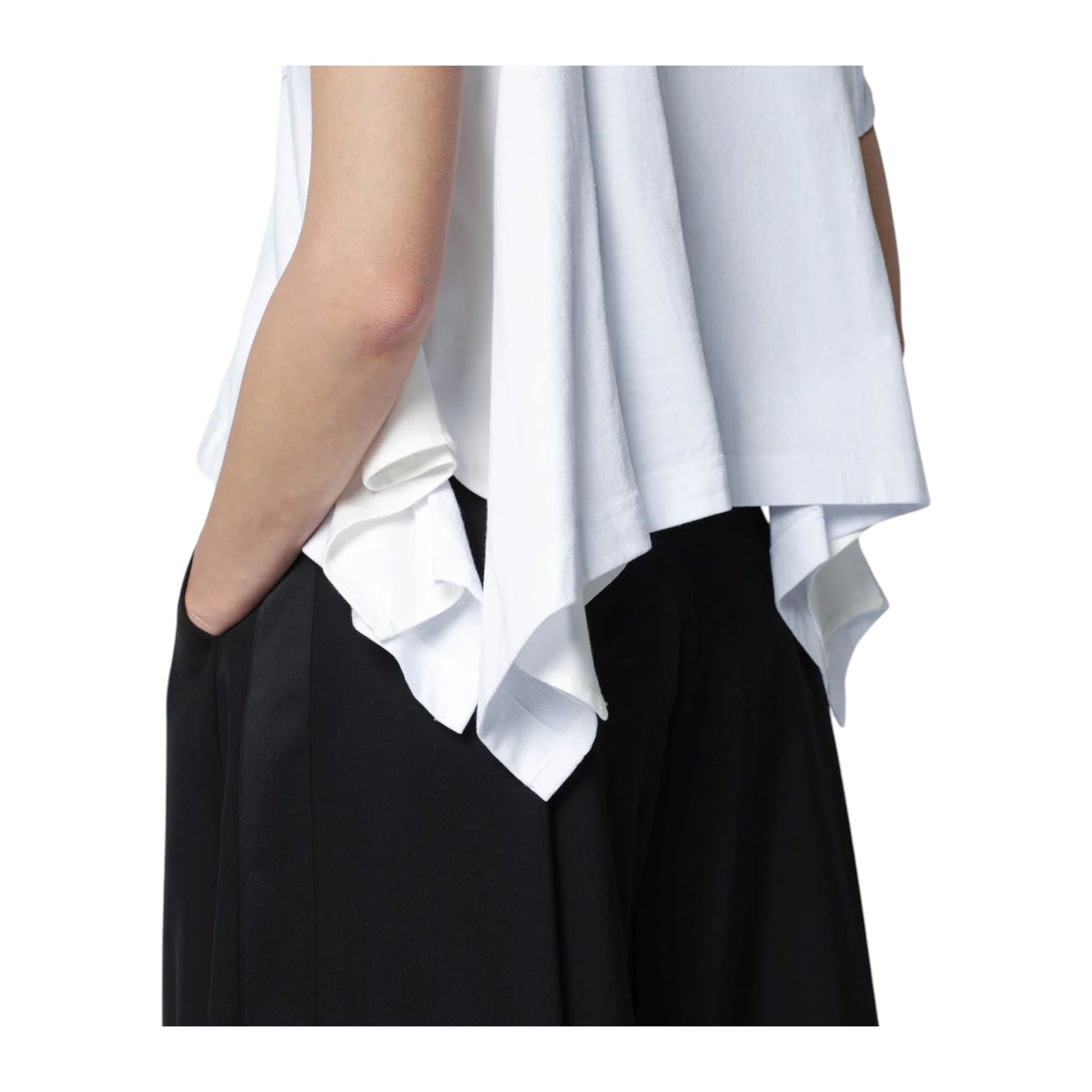 Sacai  White cropped cotton T-shirt