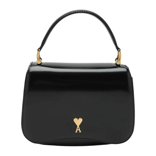 Ami Paris ブラック カウレザー Paris Paris トップハンドルバッグ