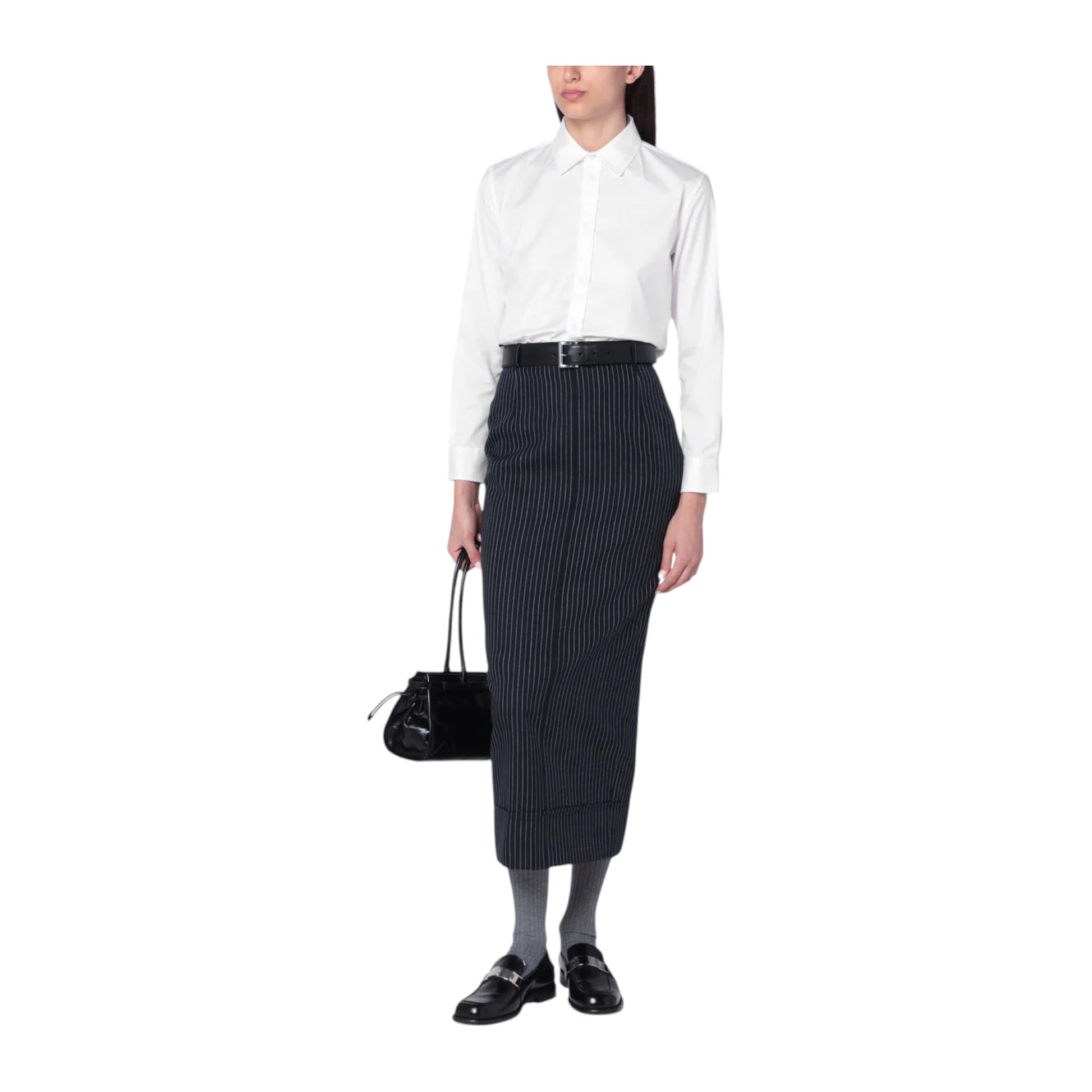 Thom Browne  Navy blue pinstriped pencil skirt